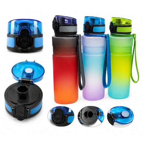 Sports water bottle with gradient colors, a secure cap, and a carrying handle – 700 ml (multicolored)