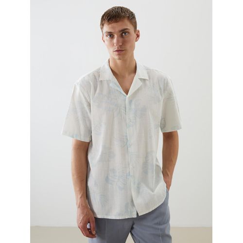 Regular Fit Short Sleeve Patterned Dobby Men's Shirt