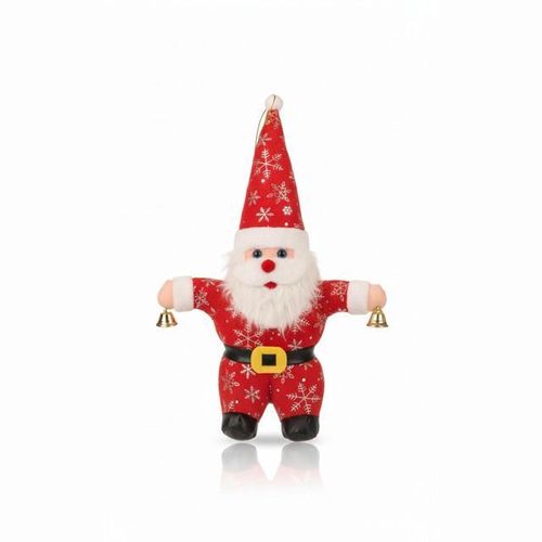 Santa Claus Plush Toy with Snowflake Patterns & Dual Bells