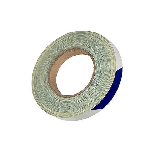Self-adhesive reflective tape for cars, bikes, and public events (blue-white, 50m long, 2cm wide)