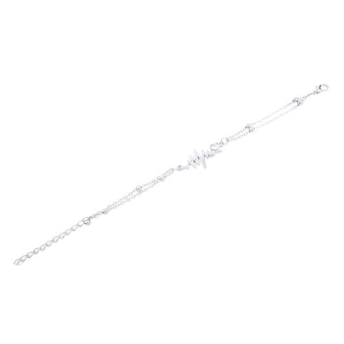 Cute Heartbeat Bracelet Stainless Steel Cuff Bracelet Adjustable Size for Women TON-A-Parent-13