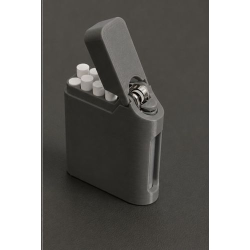 A cigarette case grey with a practical and stylish design