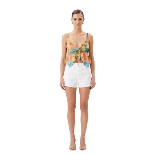 Women's Printed Wrap-Style Sleeveless Peplum Top