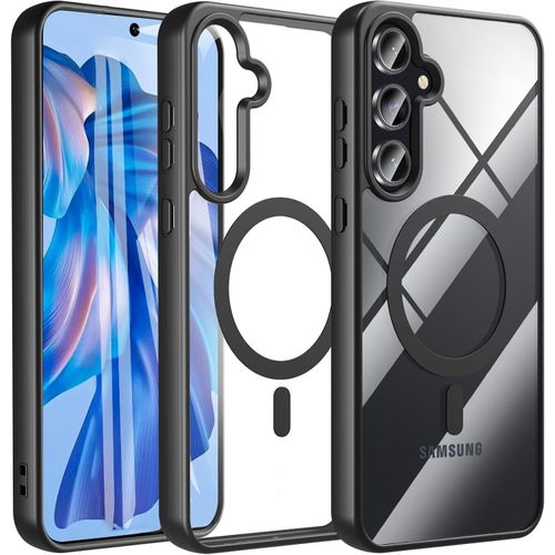 Magnetic Case for Samsung Galaxy A16 5G/4G Case (Compatible with MagSafe) (Shockproof Military Grade), Transparent Back Slim Bumper Cover Phone Case For Samsung Galaxy A16 (Black)