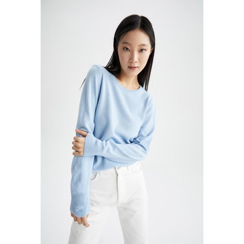 Regular Fit Crew Neck Extra Soft Cashmere Textured Basic Sweater