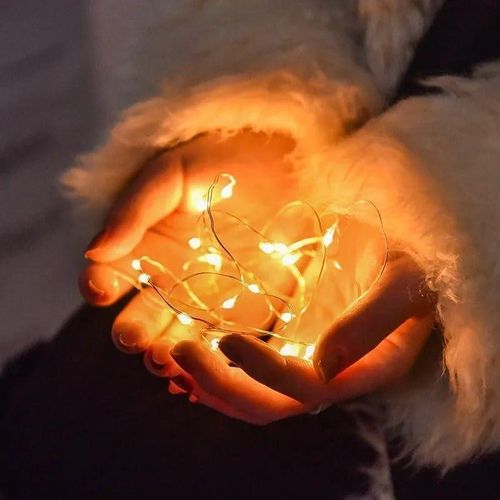 2 مصباح LED يعمل بالبطارية سلك فضي