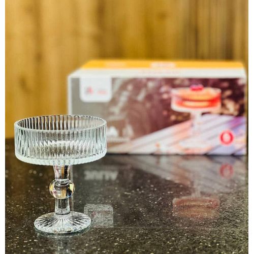 طقم كؤوس حلوى كريستال، سعة 350 مل، تصميم مخدد، 6 قطع .db