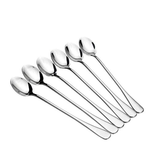 6-piece cocktail spoon with long handle, stainless steel