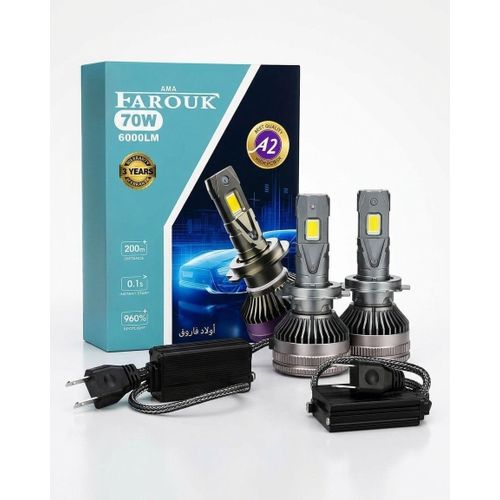 Car LED H7 Headlights, 6000 Lumens - 70 Watts - A2 LED H7 Headlight Bulb, Super Bright, Random Color Selection