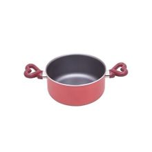 Teflon Lovely Hearts Pot With S/S Lid - 20 Cm - Red Rose