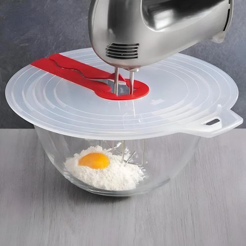 Anti-splash Cover For Mixers, Designed To Fit Bowls Or Pots, With Silicone Hole For Attaching Hand Mixers Or Electric Whisks To Avoid Spilling Dough. (White, 1 Piece)