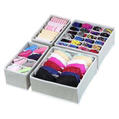 4-Piece Drawer Organizer Set for Underwear, Socks & Accessories