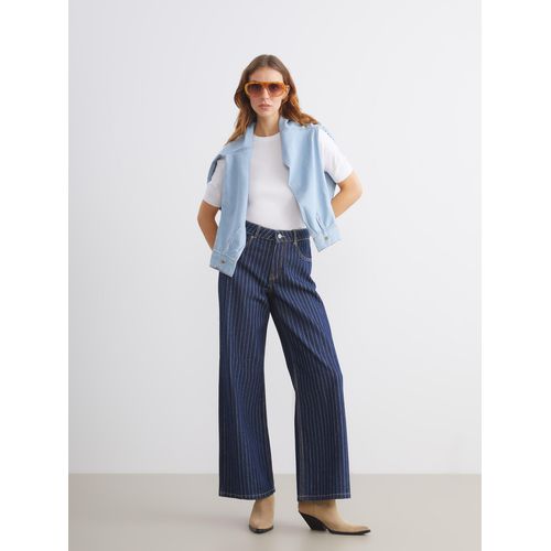 Straight Fit Striped Women's Jeans