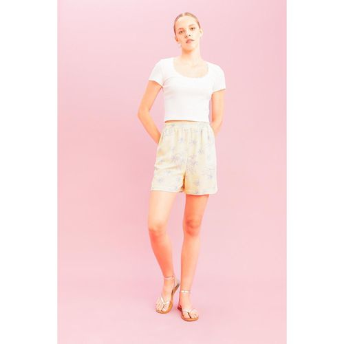 Floral Regular Waist Linen Blend Shorts