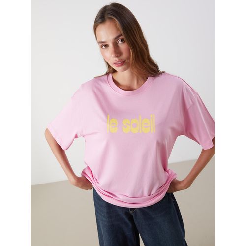 Crew Neck Printed Oversize Women's T-Shirt