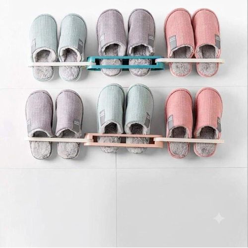3 in 1 Foldable Bathroom Slipper Rack, Waterproof Wall Mounted Shoe Organizer Rack (2)