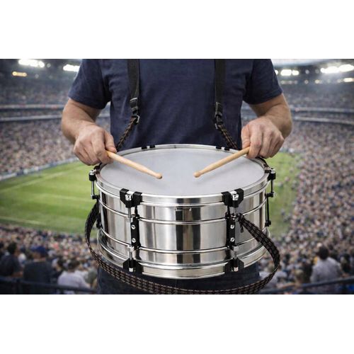 Stainless Steel Marching Snare Drum 14-inch Tabla Trombeta Band Percussion Instrument Concert Percussion with Dual 35cm Plastic Drumheads , Snare wire & Strap for Practice Band Scout School Parade Match & Camp