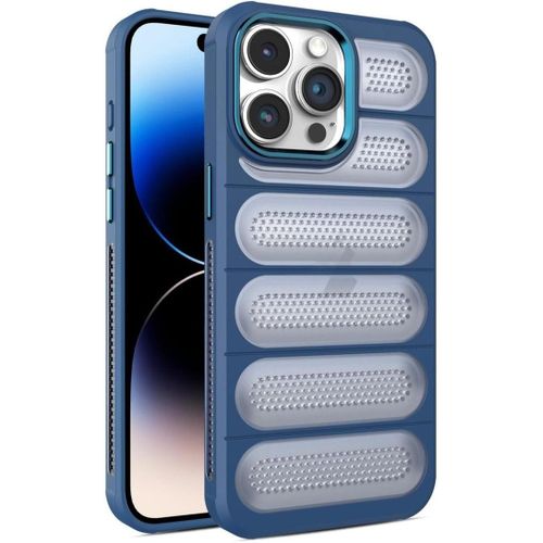 Heat Dissipation Silicone Case for iPhone 15 Pro max Case, Cooling Phone Case with Non-Slip Textured, Anti-Scratch Shockproof Cellular Hole Heat Protective Cover (blue)