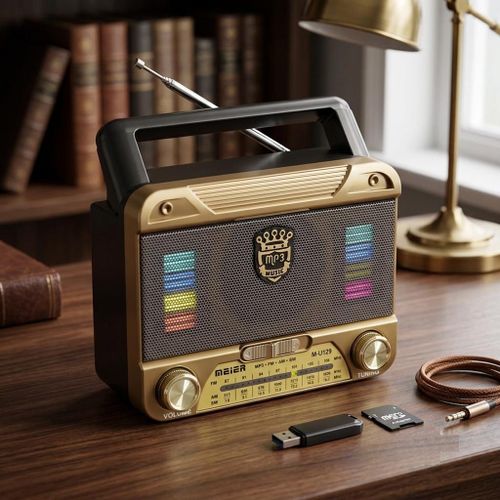 Classic AM/FM Multi-Wave Radio – AC/DC Powered, Rechargeable & Battery Operated with Bluetooth, High Sensitivity Signal, USB Flash Drive & TF Card Support
