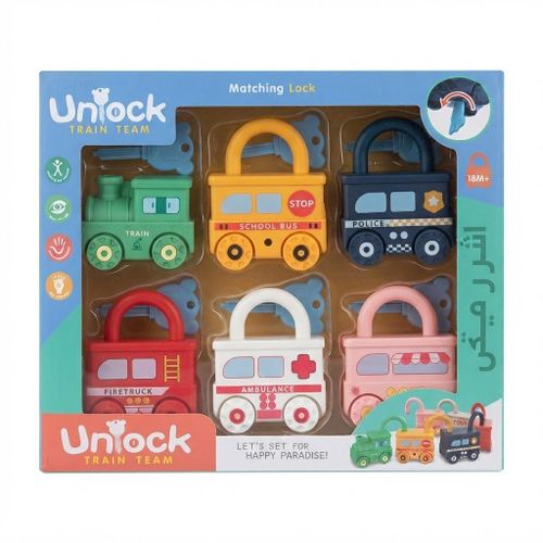 Kids Educational Learning Lock Toy Set with Vehicles Design and Keys - Multi-color