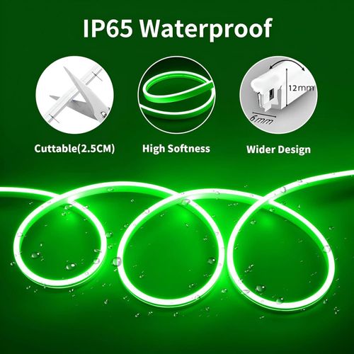 Bright LED Neon Adhesive - Light Up Your Life with 5M Green Neon Light IP65 Waterproof and Flexible Perfect for DIY Projects and Custom Shapes Easy to Install and Use