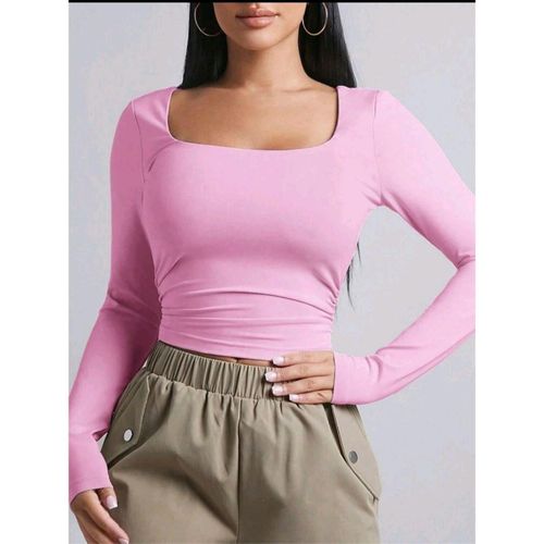 Stretch basic square cotton - two layers long sleeve with finger hole