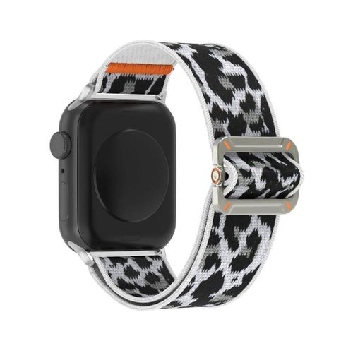 Adjustable Nylon Strap For Apple Watch Series 10/9/8/7/6/5/Ultra 2/Ultra - 49mm 44mm 45mm 42mm 46mm With metal buckle (Tiger White)