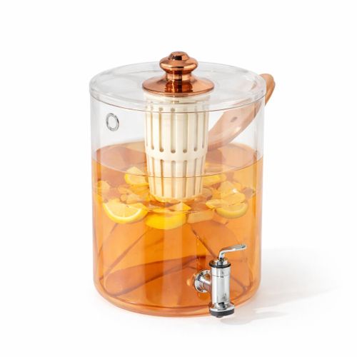 Beverage dispenser with handle, cold beverage dispenser with tap, suitable for outdoor use, ideal for summer drinks in the fridge such as lemonade, fruit juice and water, suitable for camping, picnics and meetings.