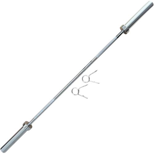7FT Olympic Barbell 20KG with Spring Collars for Weightlifting, Powerlifting, Bodybuilding, Gym and Home Workouts