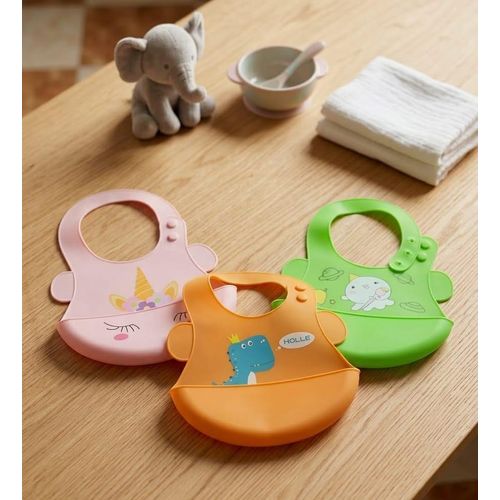 Silicone Baby Feeding Bib – 3 Pieces