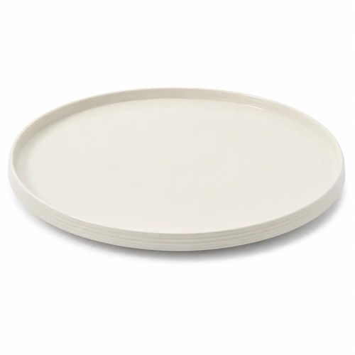 26.5 cm Off-White Porcelain Flat Serving Platter, Round Ceramic Serving Plate, Large Dinner Plate, Minimalist Serving Tray, Microwave & Dishwasher Safe