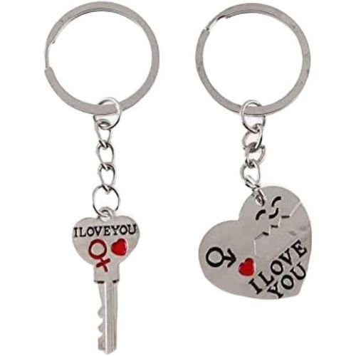 Heart-shaped couples' keychain – silver-plated, unisex, silver.