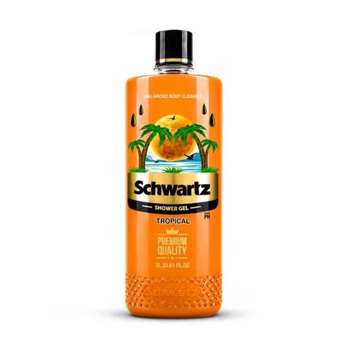 Schwartz Tropical Shower Gel 1L – Premium Body Wash with Tropical Fragrance, Rich Foaming Formula, Daily Cleansing Shower Gel for Men & Women, 33.8 fl oz