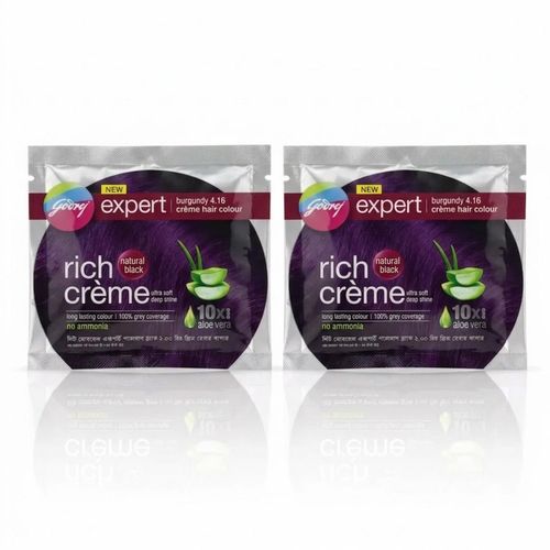 Two piece set of Goodridge cream hair dye in a rich burgundy shade for attractive color and natural shine