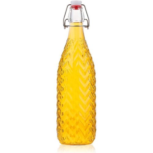 Glass Water Bottle For Fridge 1ltr (Transparent, Set of 1