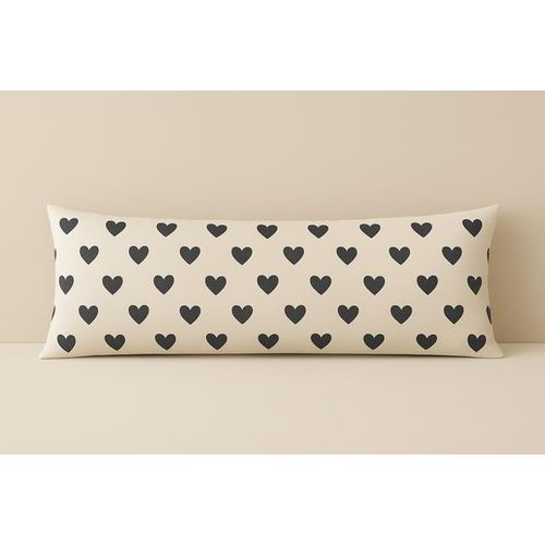 يارلن-كيس وسادة طويل 180*45 تصميم قلب اسود