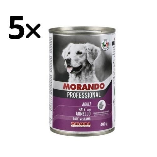 5 Cans Morando Professional Wet Food Pate with Lamb for Adult Dogs 400 gr