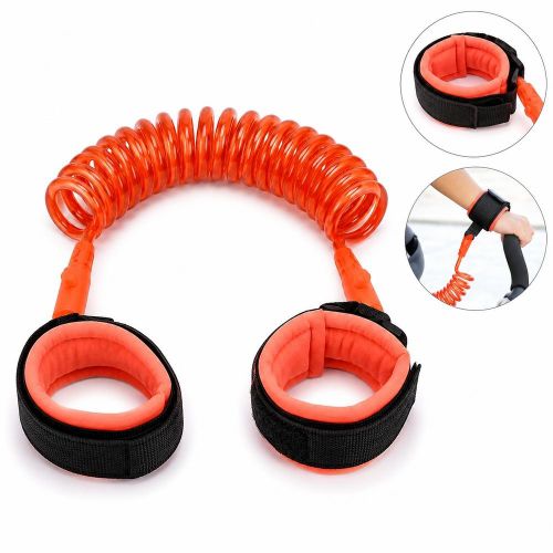 Child Safety Wrist Strap with Flexible Coiled Cord and 360 Degree Rotating Wrist Cuffs - 2-17