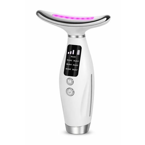 Facial massager with 7 color modes, EMS (Electrical Muscle Stimulation), and heating. A facial massager for skin tightening and anti-aging for women. V-shaped face, neck, and face lifting device. Portable beauty rejuvenation device.