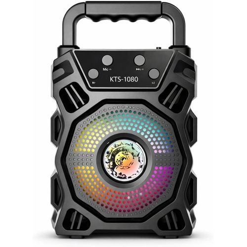 KTS-1080 Portable Bluetooth Speaker, Colorful LED Lighting, with Handle, Black