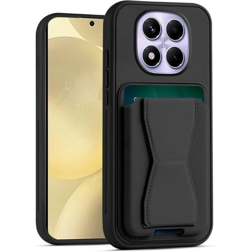 حافظة جلد بتصميم محفظة متوافقة مع شاومي ريدمي نوت 14 برو بلس 5G غطاء خلفي من الجلد مع اطار من البولي يوريثين الحراري حافظة جوال واقية مضادة للصدمات مع حامل بطاقات اسود