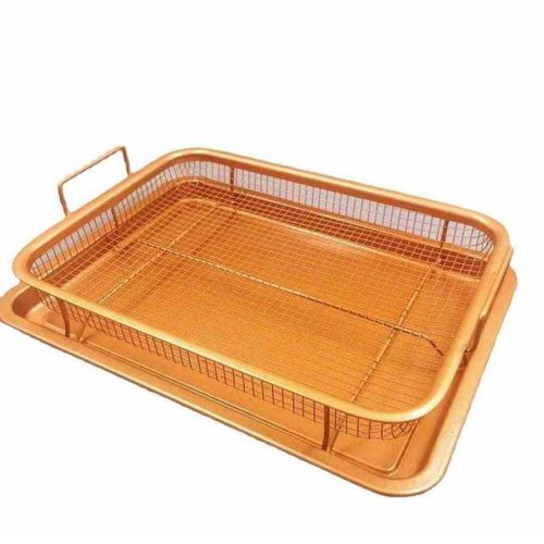 Metal Fry Basket with Serving Tray – Copper Color