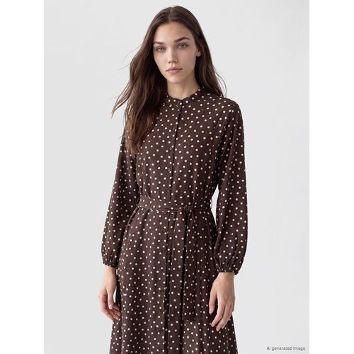 Mock Neck Polka Dot Modal Blended Dress