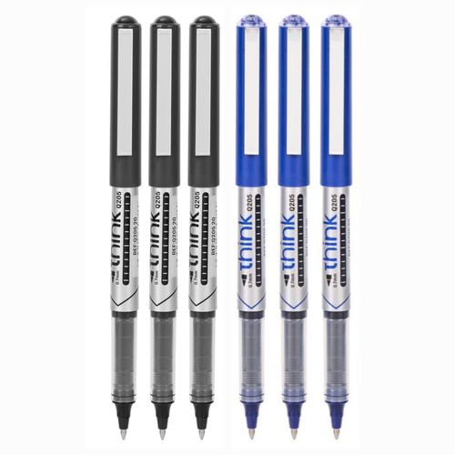 A set of 6 Pcs of writing instrument roller pen - q20530 - 0.7 - ( 3 Pcs Blue - 3 Pcs Black )