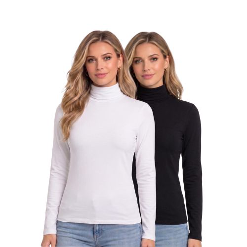 Karma Pack Of 2 Women Viscose Cotton Body Line High Neck Long Sleeve Undershirt (Plain Colors)