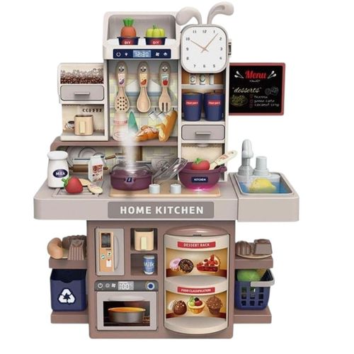 Mini Kitchen Playset for ToddlersTabletop Pretend Cooking Set –Realistic Lights, Sounds & Steam – Sink & Accessories