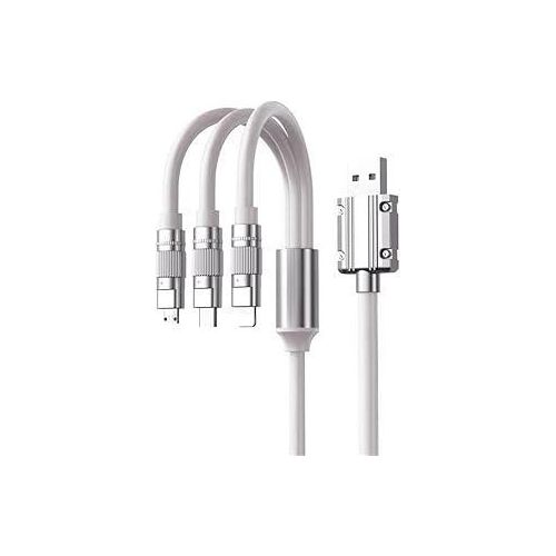 3 in 1 Type C Fast Charging Cable 6A 120W 12m for Smartphones Tablets Laptops and Other iOS Devices Compatible with All Brands White