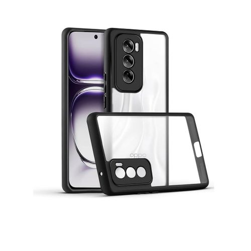 Crystal Clear Case For Oppo Reno 12 5G, Military Grade Drop Protection, Anti-Yellowing, Transparent Protective Slim Cover (Black)