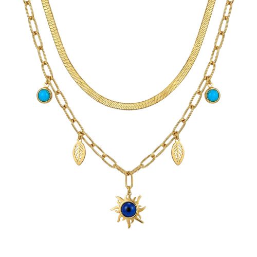 Doreen Stainless Steel Necklace for Women - Vivid Design with Evil Eye Sun Charm - Fashion Anti-Rust Accessory Gift