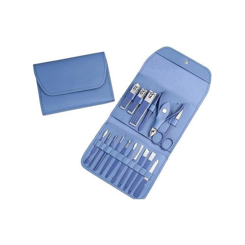 Leipple Manicure Set Professional Nail Clippers Pedicure Kit, 16 pcs Stainless Steel Nail Care Tools Grooming Kit with Luxurious Travel Leather Case for Thick Nails Men Women Gift (Blue)
